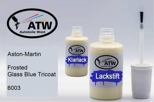 Aston-Martin, Frosted Glass Blue Tricoat, 6003: 20ml Lackstift + 20ml Klarlack - Set, von ATW Autoteile West.